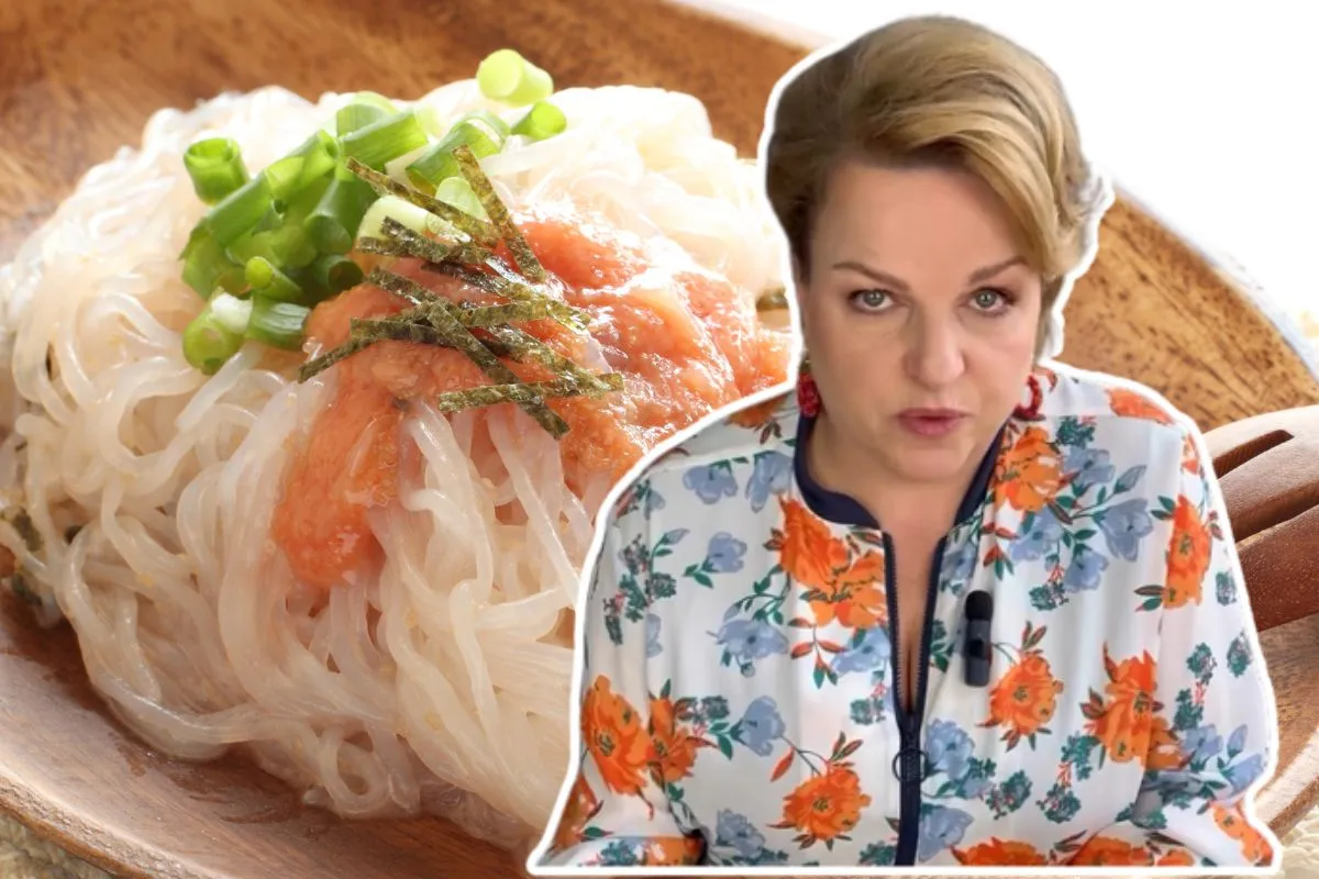 Makaron konjac w opakowaniu i na talerzu