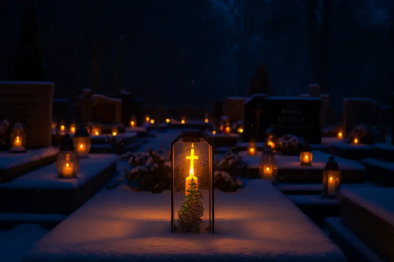 Nowoczesne dekoracje nagrobne z zniczami LED