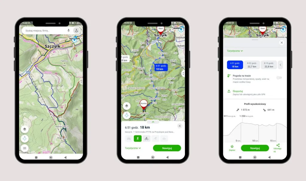 aplikacje mapy offline góry