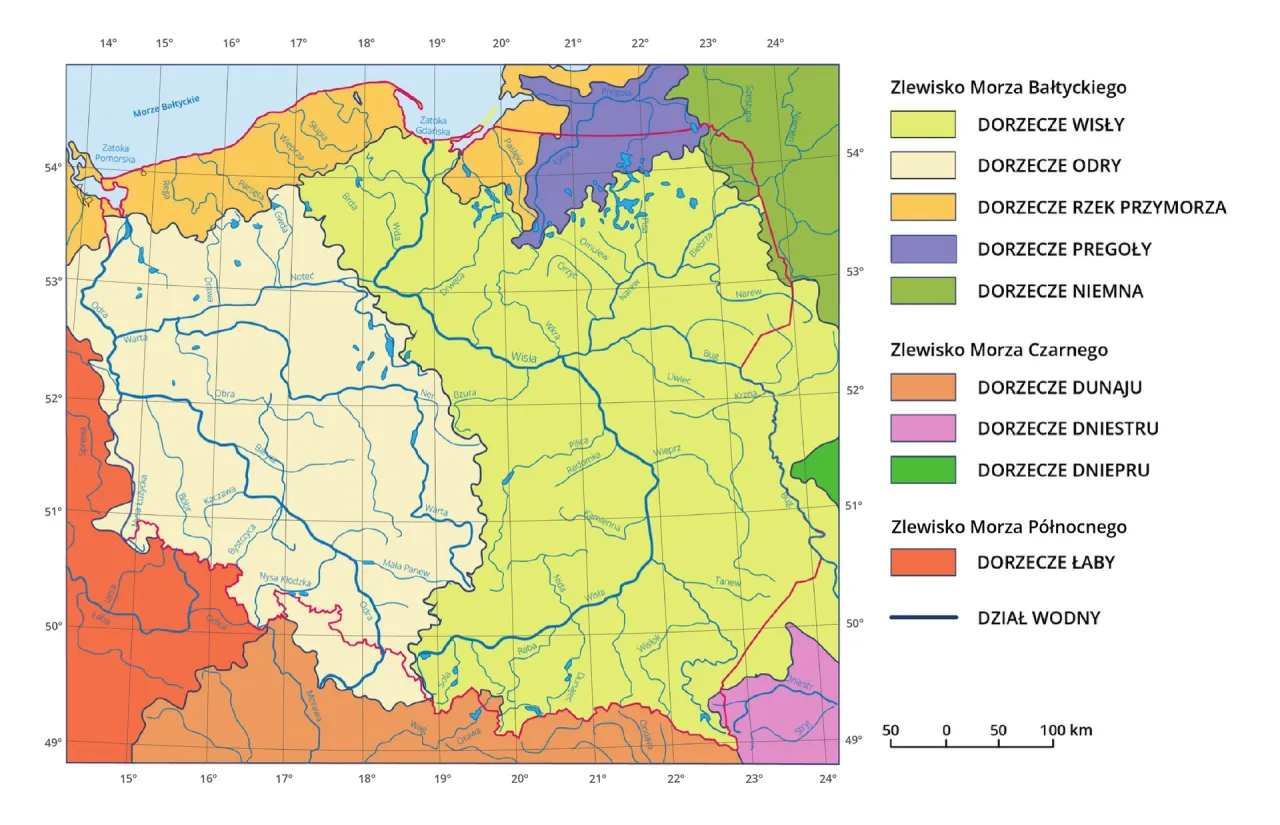 Mapa dorzecza Wisły z dopływami