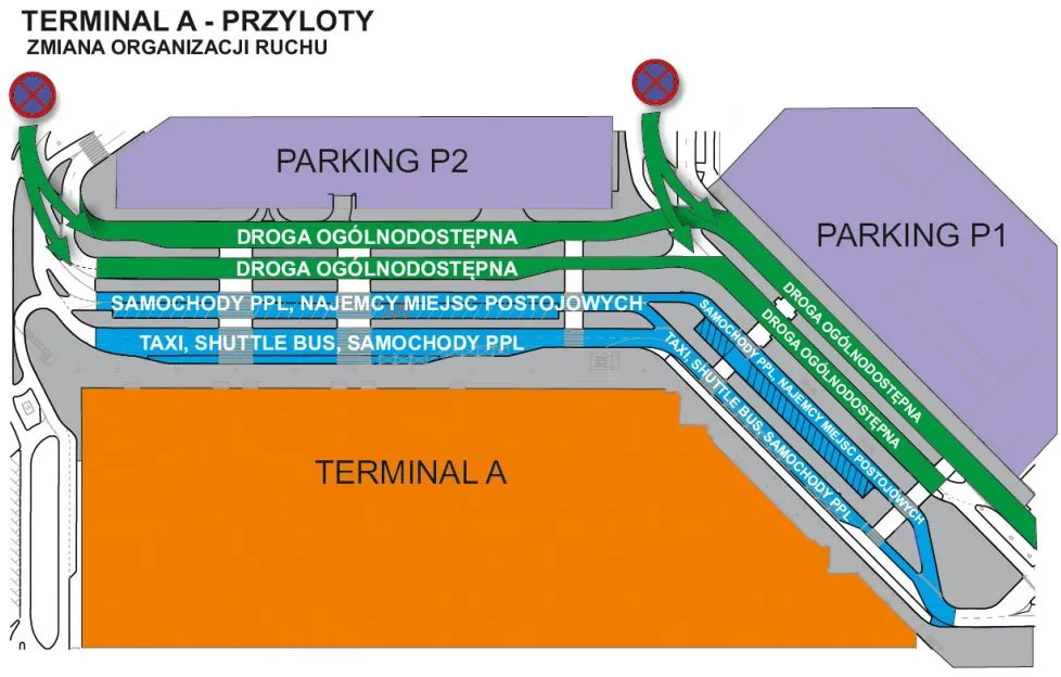 Mapa terminala A Lotnisko Chopina przyloty odloty