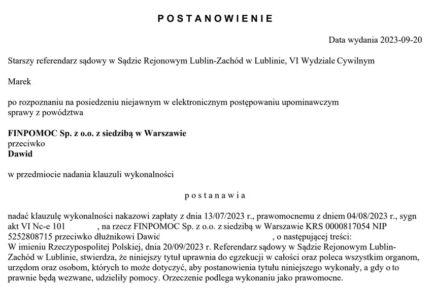 prawomocność wyroku a klauzula wykonalności r&oacute;żnica