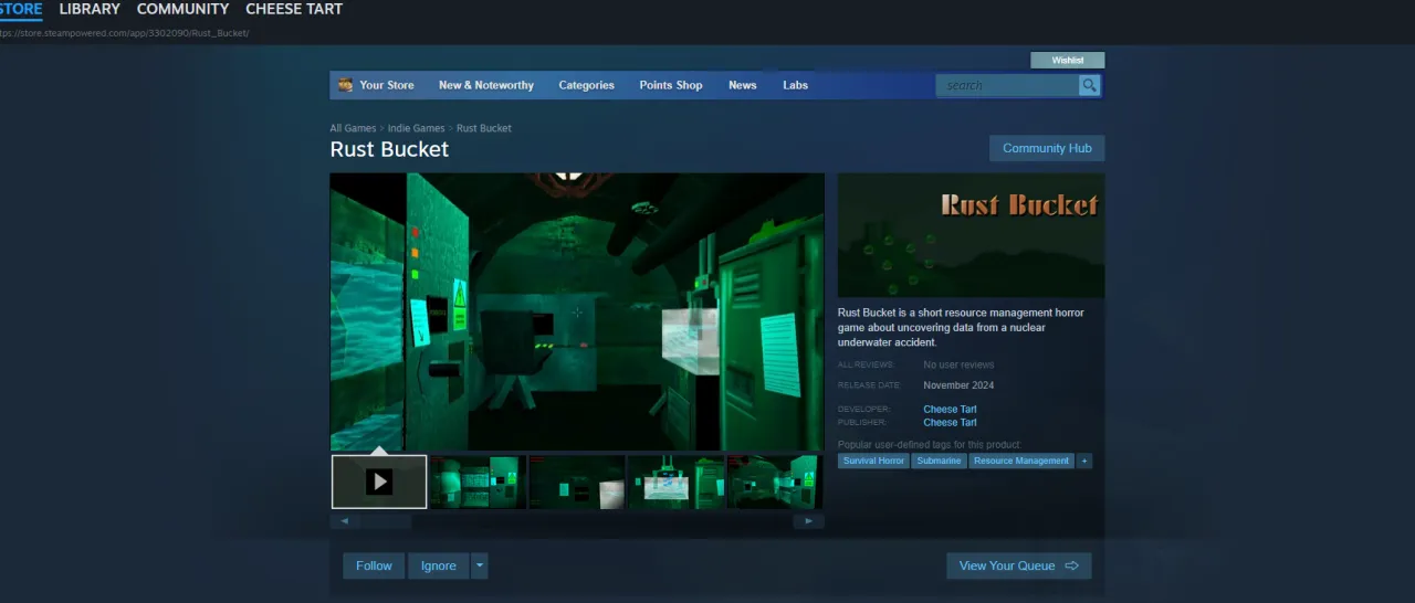 Indie game on Steam storefront