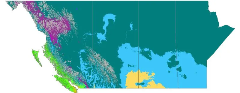 Mapa stref klimatycznych Kanady