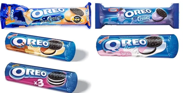Różne smaki Oreo w opakowaniach