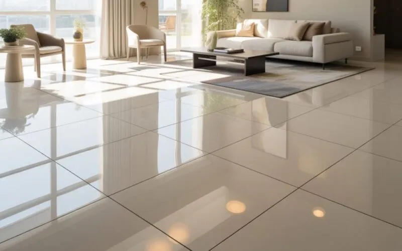 Płytki z połyskiem smugi i zacieki