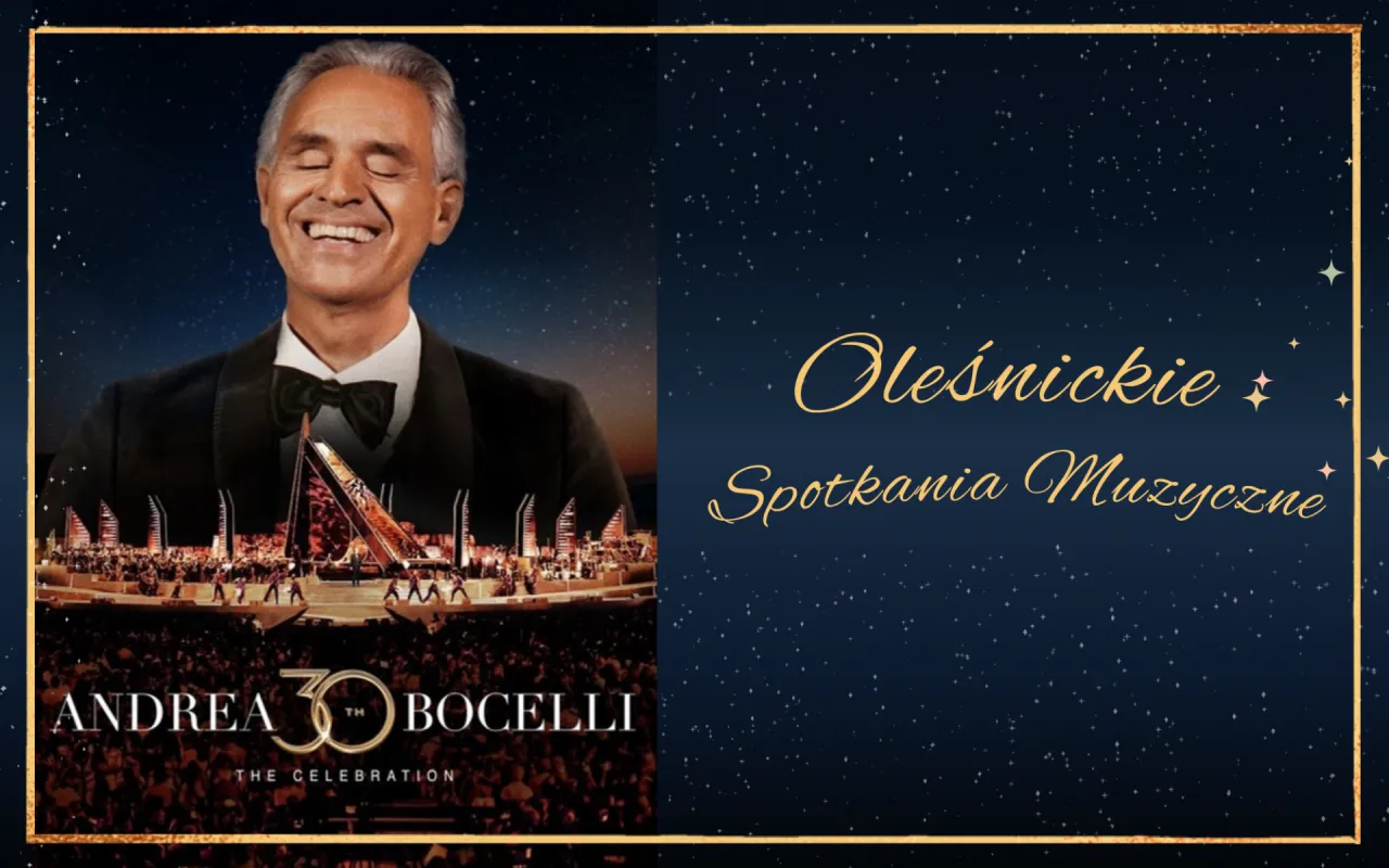 Andrea Bocelli na scenie, tłum widzów. Chcesz wiedzieć, ile kosztuje bilet na koncert Andrea Bocelli? Sprawdź