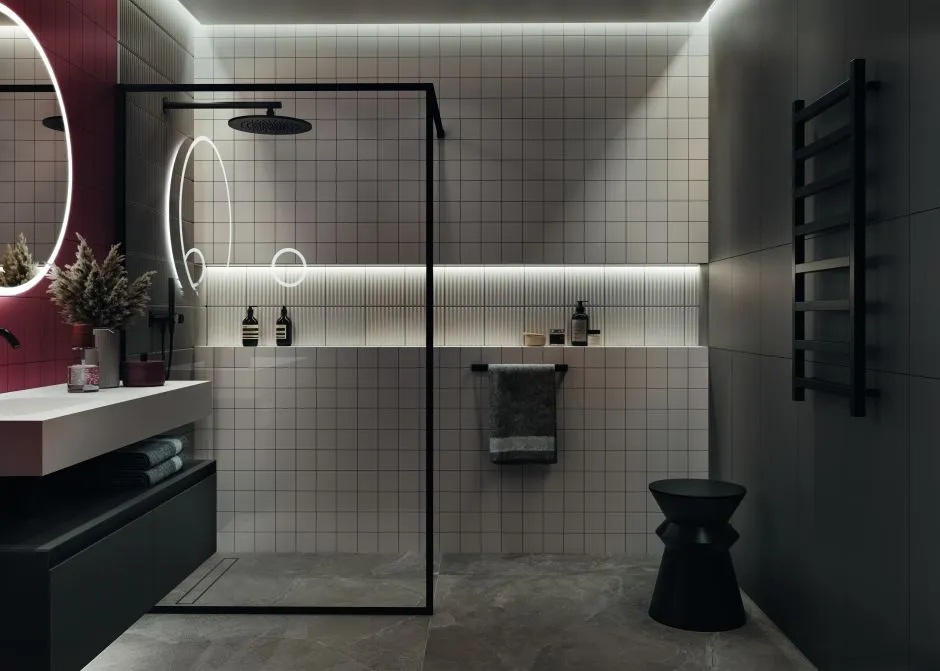 taśmy led w łazience pod szafkami