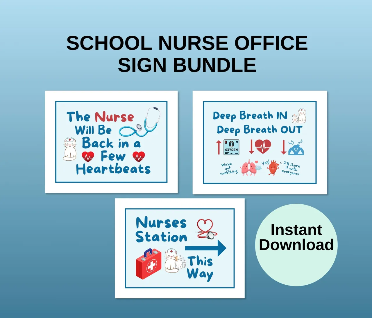 przykłady znak&oacute;w gabinetu pielęgniarki szkolnej