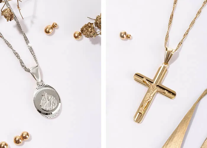 biżuteria komunijna medalik krzyżyk grawer