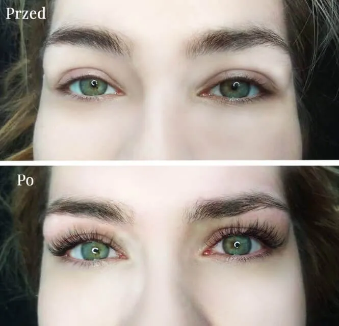 rzęsy 1 do 1 efekt naturalny przed i po