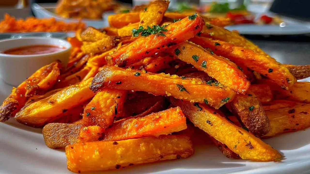 Chrupiące frytki z batat&oacute;w, posypane ziołami, idealne do dipa. Dowiedz się, jak zrobić frytki, kt&oacute;re zachwycą każdego!