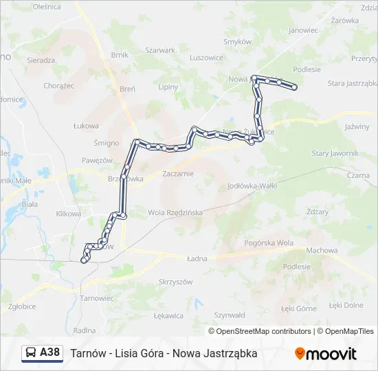 mapa przystanków Lisia Góra