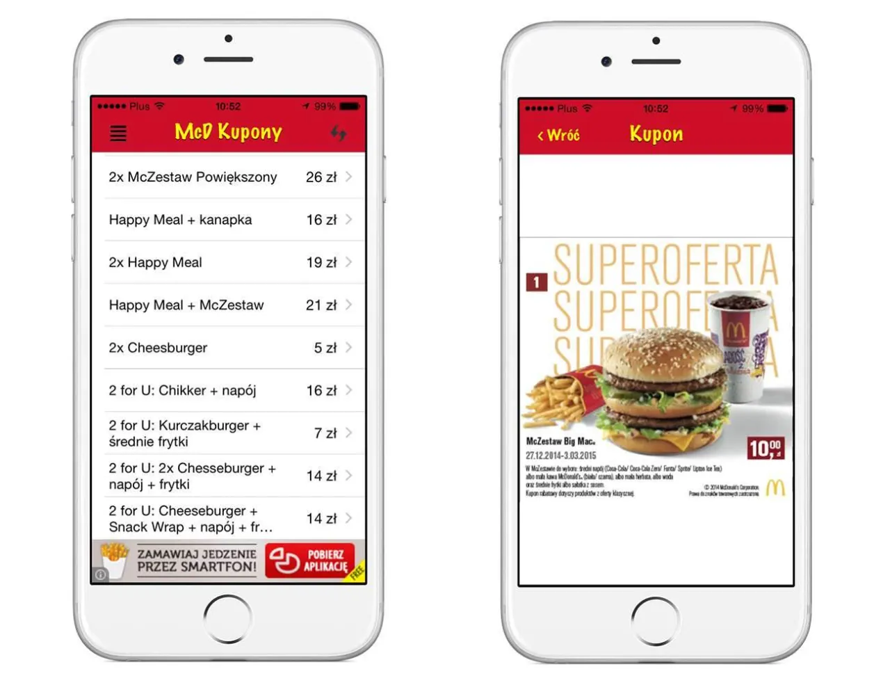 McDonald's aplikacja promocje kupony