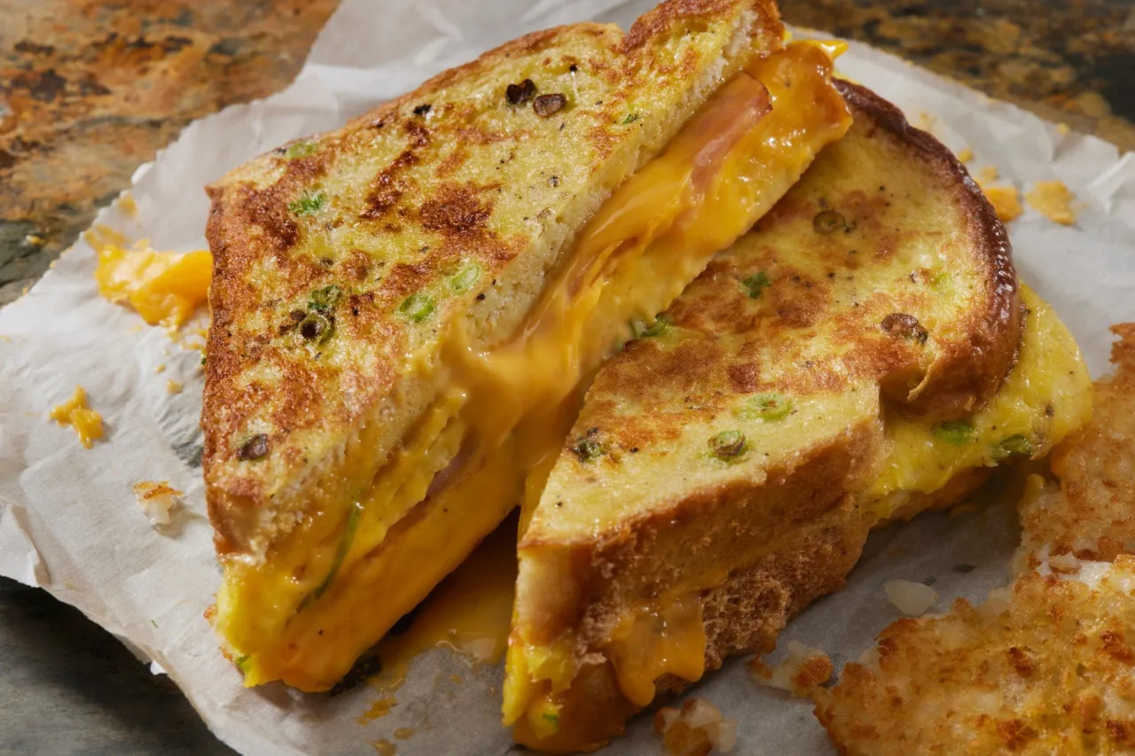 Chleb w jajku z ciągnącym serem, idealny spos&oacute;b na śniadanie.