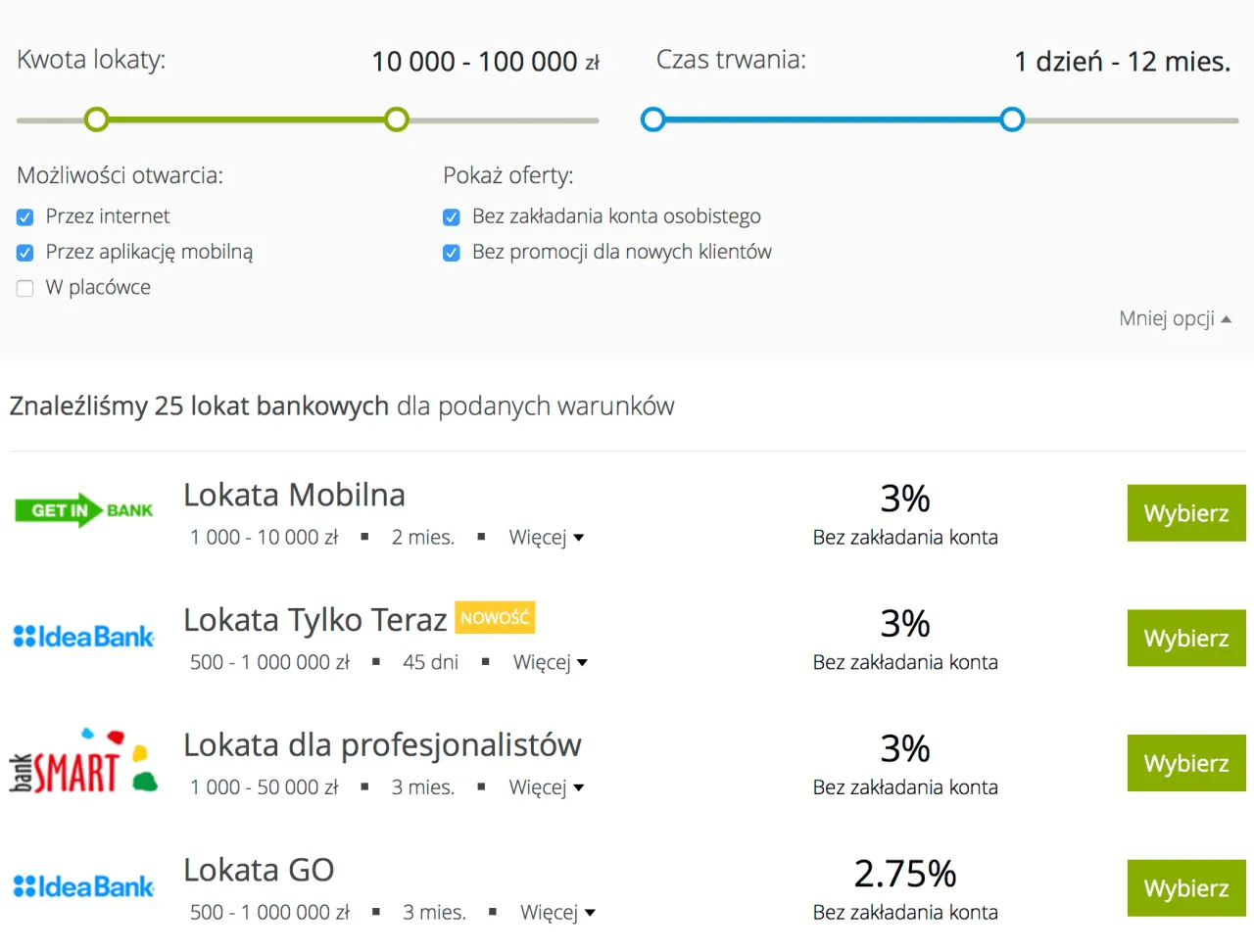 Por&oacute;wnanie ofert lokat bankowych