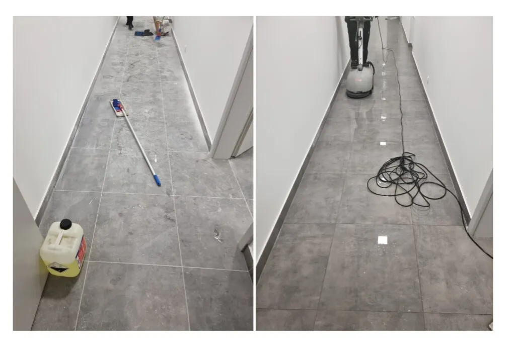 czyszczenie płytek po remoncie przed i po