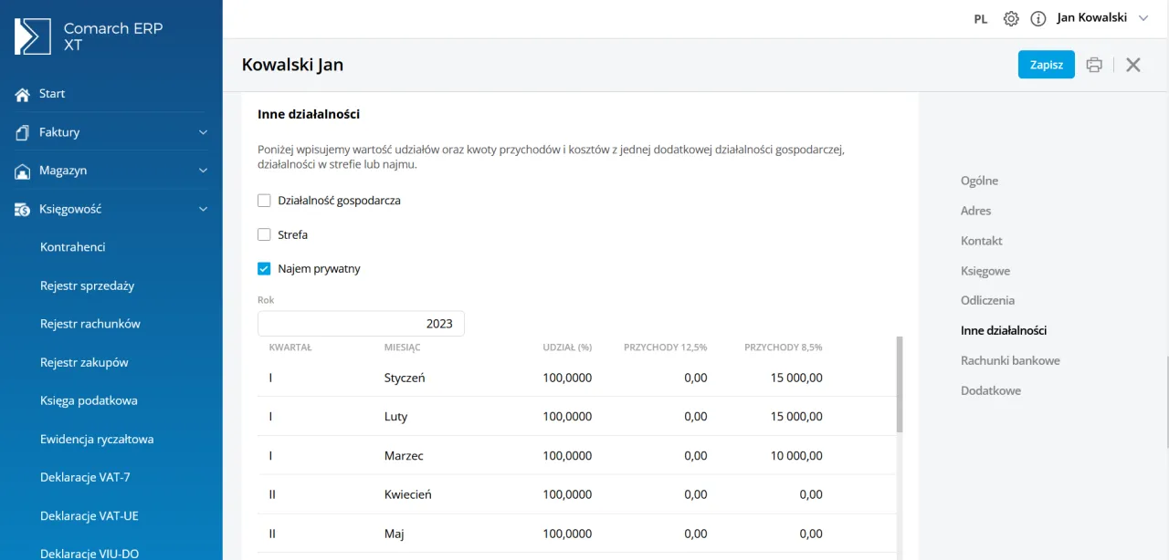 stawki ryczałtu najem prywatny