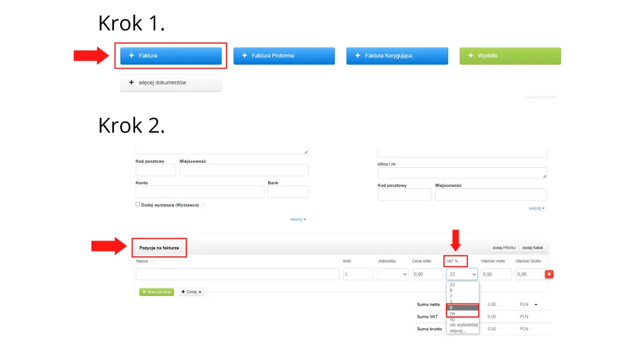 przykładowa faktura VAT zwolniona