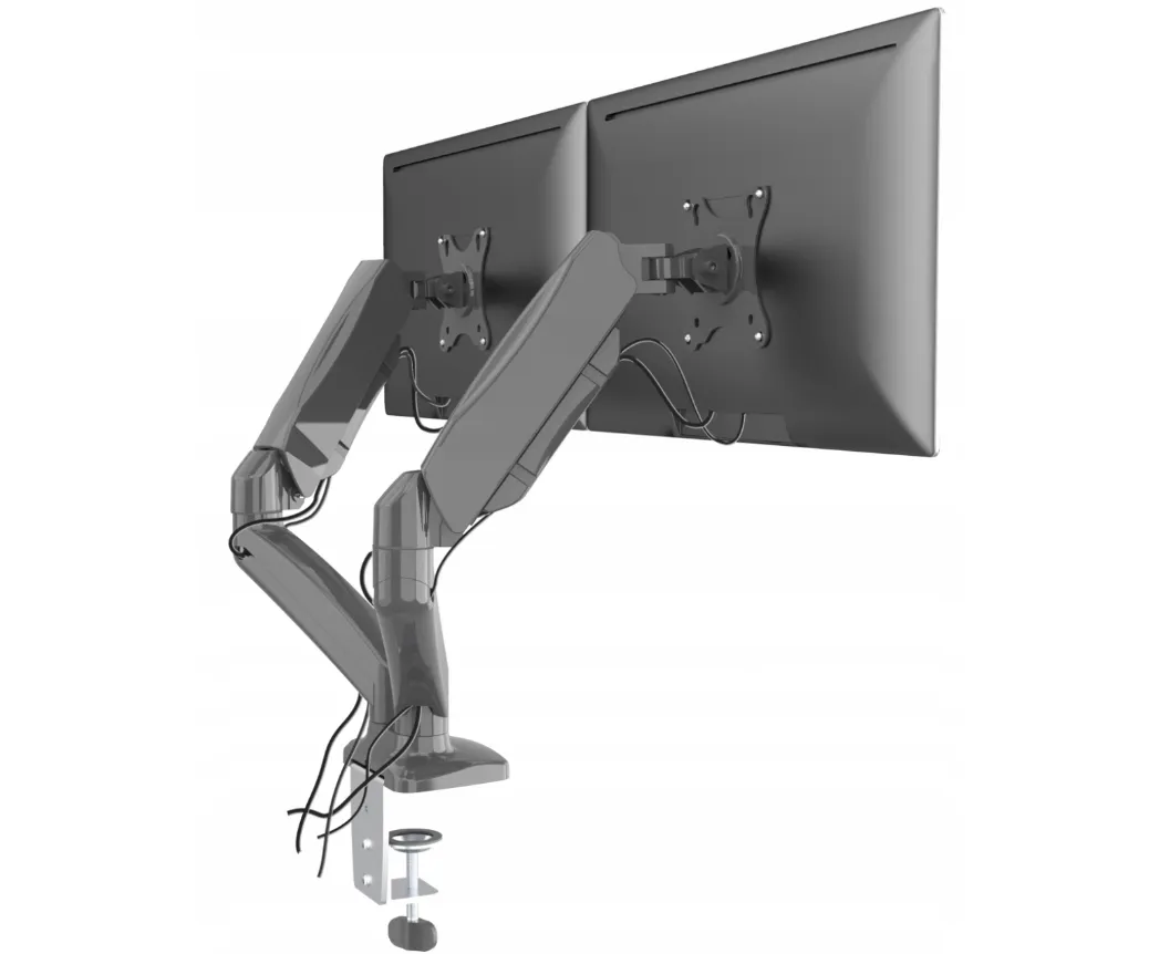 uchwyt na dwa monitory ergonomia