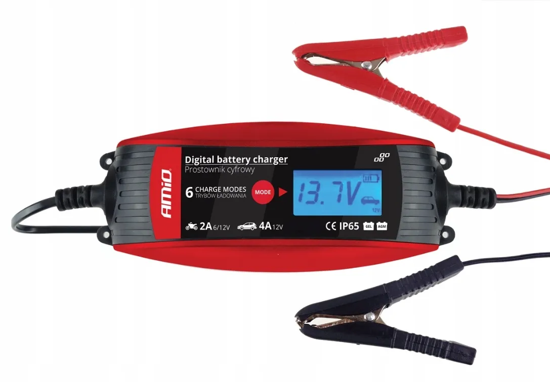 Inteligentny prostownik do akumulatora żelowego z wyświetlaczem