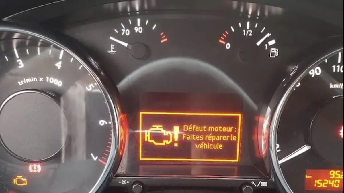 Tableau de bord Citroën C4 Picasso avec voyant moteur allumé