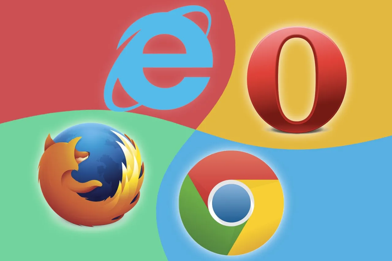 Ikony przeglądarek: Internet Explorer, Opera, Firefox, Chrome. Jaka najlepsza przeglądarka dla Windows 10?