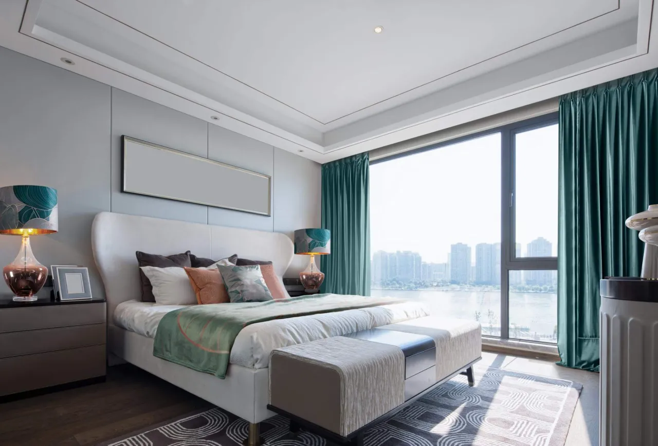 zasłony do szarej sypialni paleta kolorów