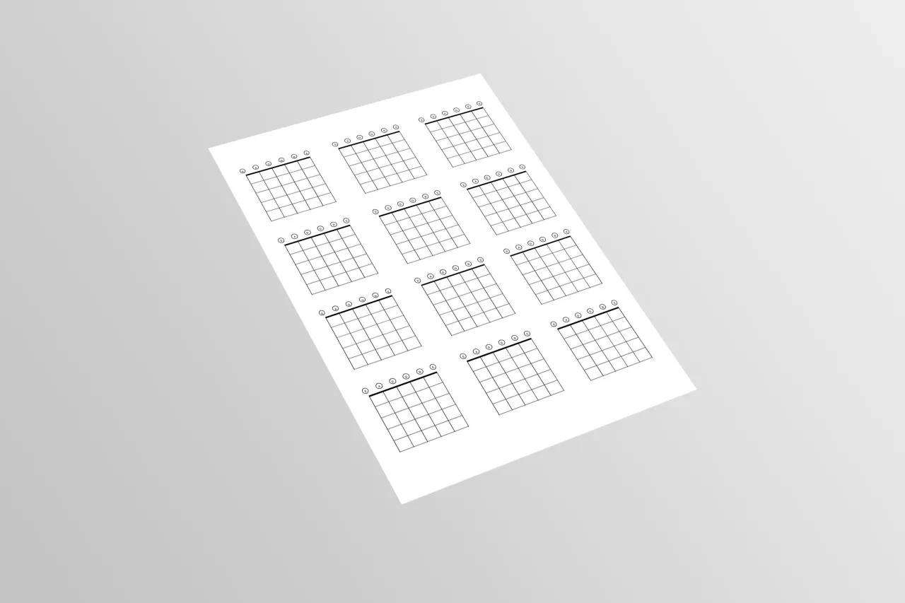 diagramy chwytów gitarowych C F G Am