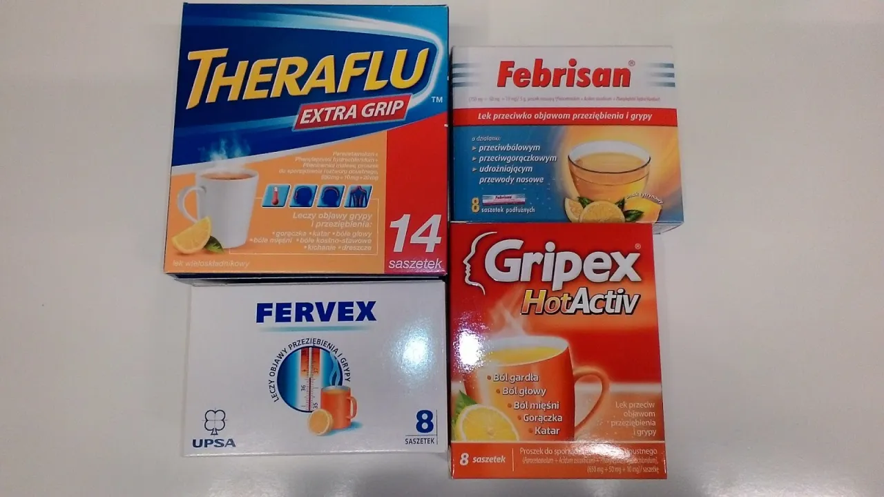 saszetki na przeziębienie, theraflu gripex fervex
