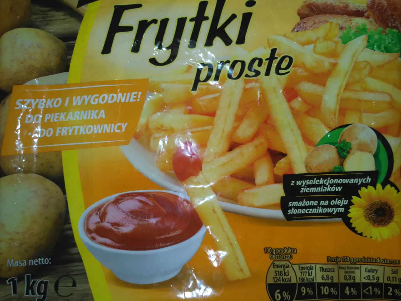 mrożone frytki skład opakowanie