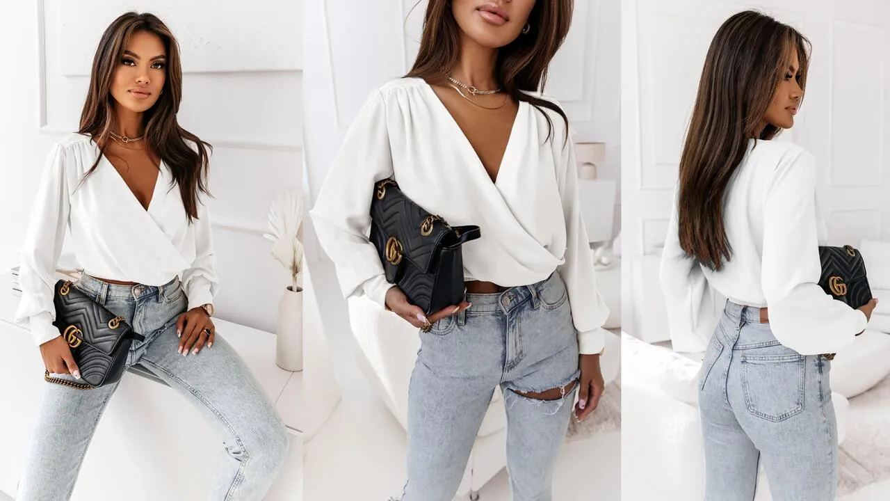 Stylizacje bluzka oversize casual do pracy wieczorowa