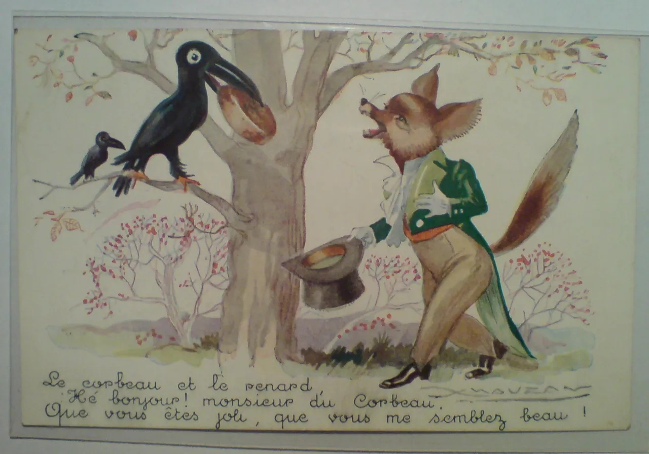 Ilustracja bajki Kruk i Lis