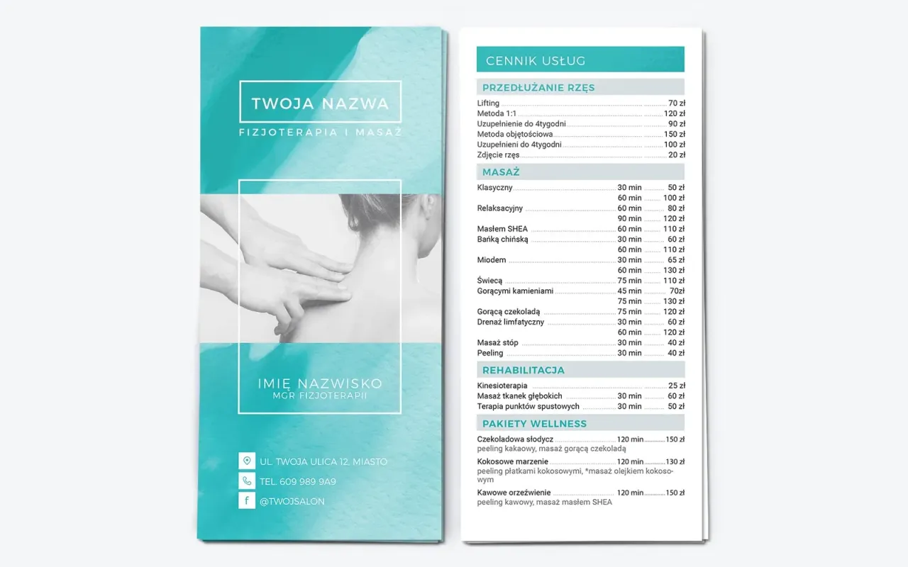 Cennik usług fizjoterapeutycznych prywatnych gabinet&oacute;w