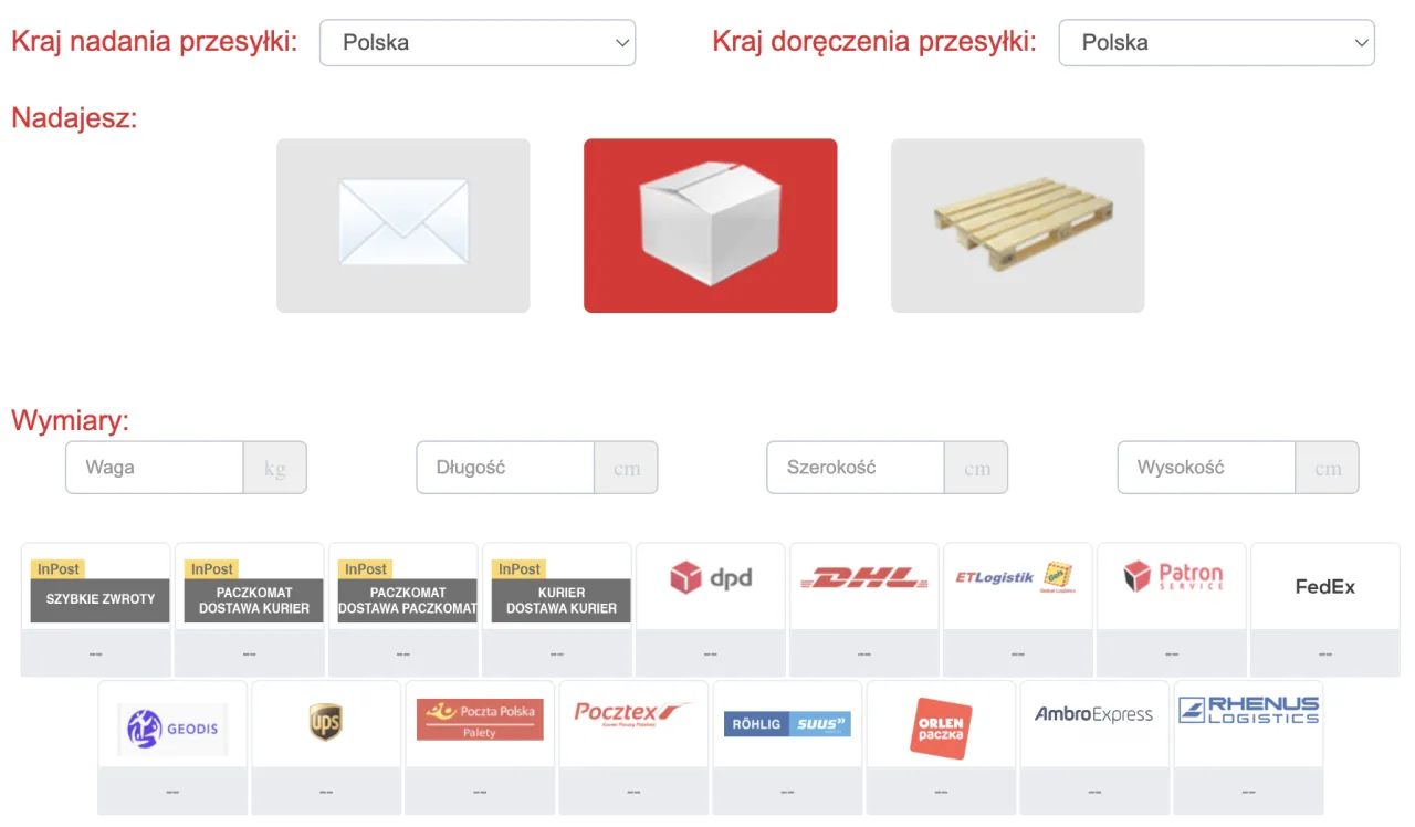 różne logo firm kurierskich w Polsce