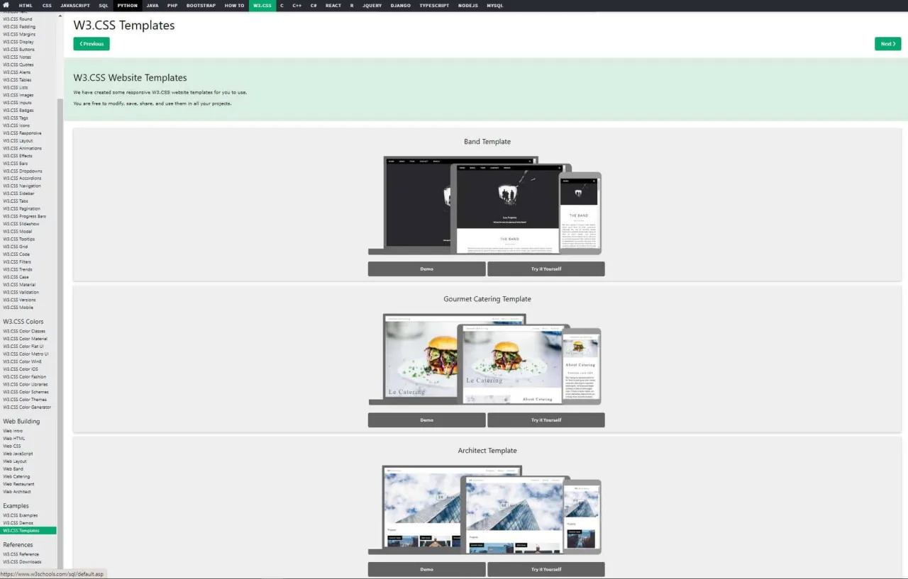 Przykłady stron HTML CSS