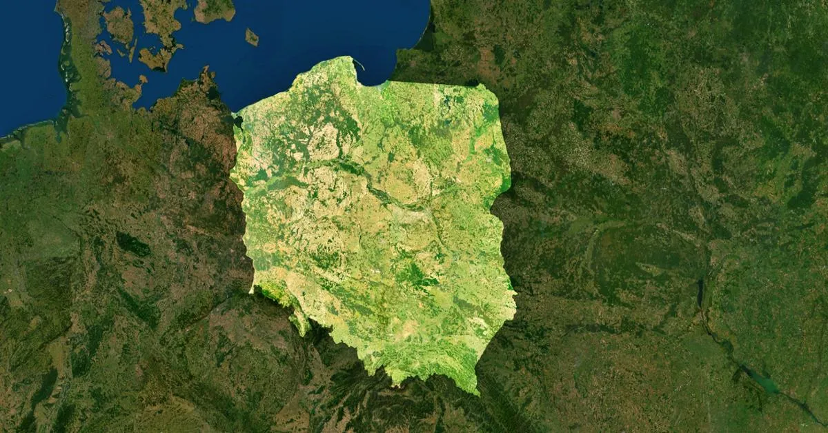 Mapa potencjału wiatrowego w Polsce lub grafika zmian prawnych OZE