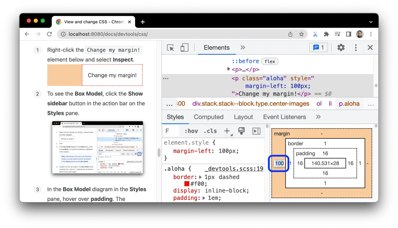 Konsola deweloperska przeglądarki z błędami CSS