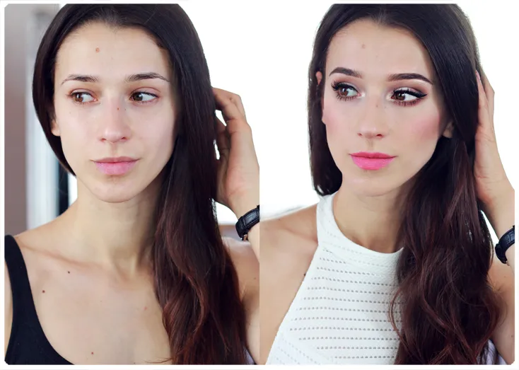 makijaż dla jasnej cery przed po