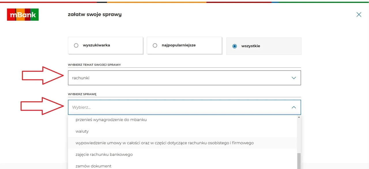 mBank zamknięcie konta lista kontrolna