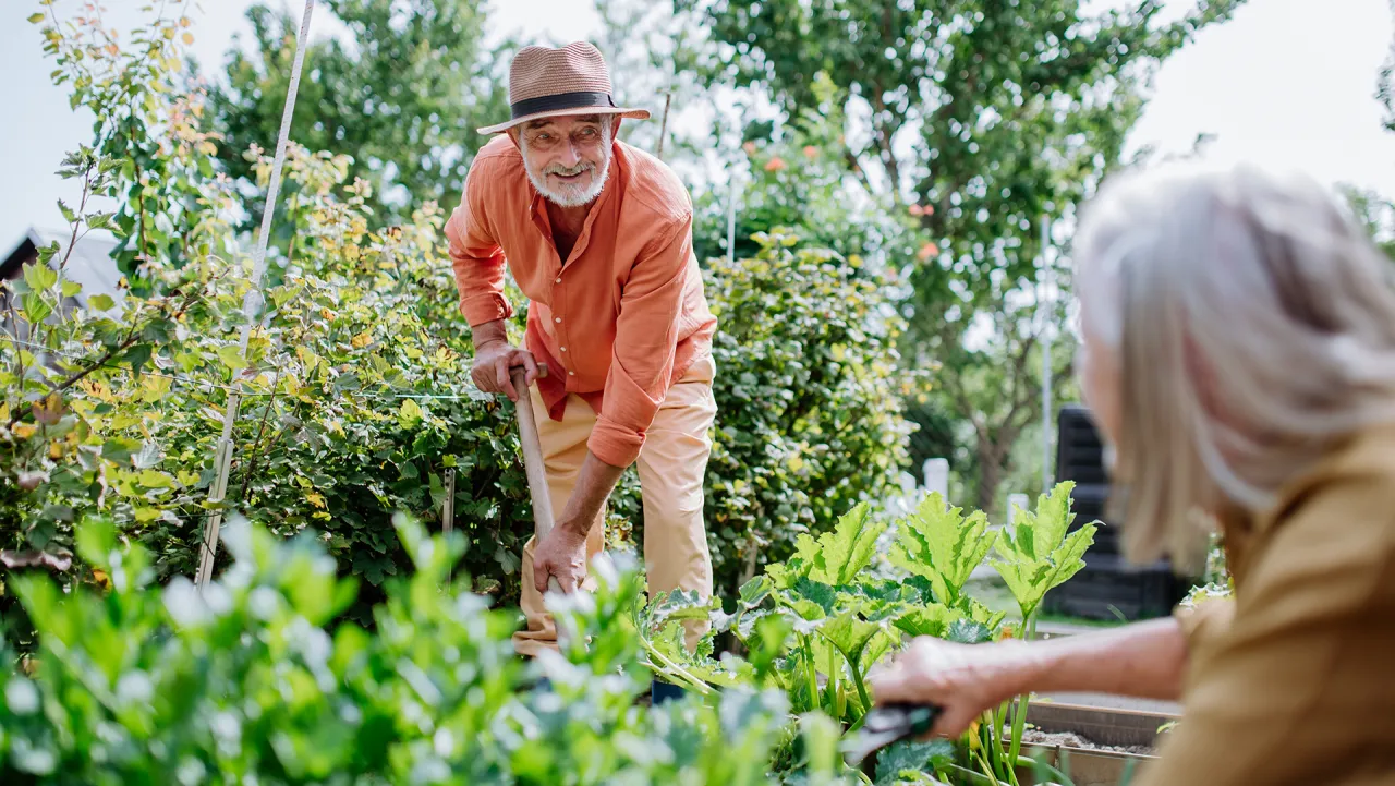 Seniorzy w lesie, relaks na łonie natury