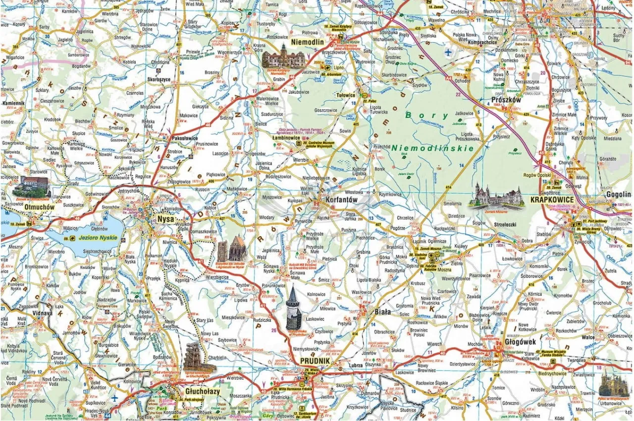 Mapa jezior województwo opolskie