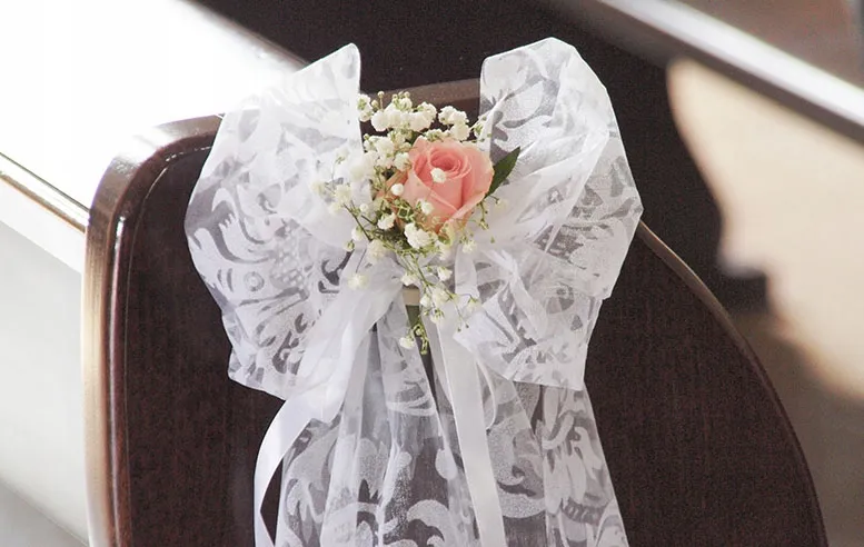 Dekoracje krzeseł kokardy na wesele komunię święta