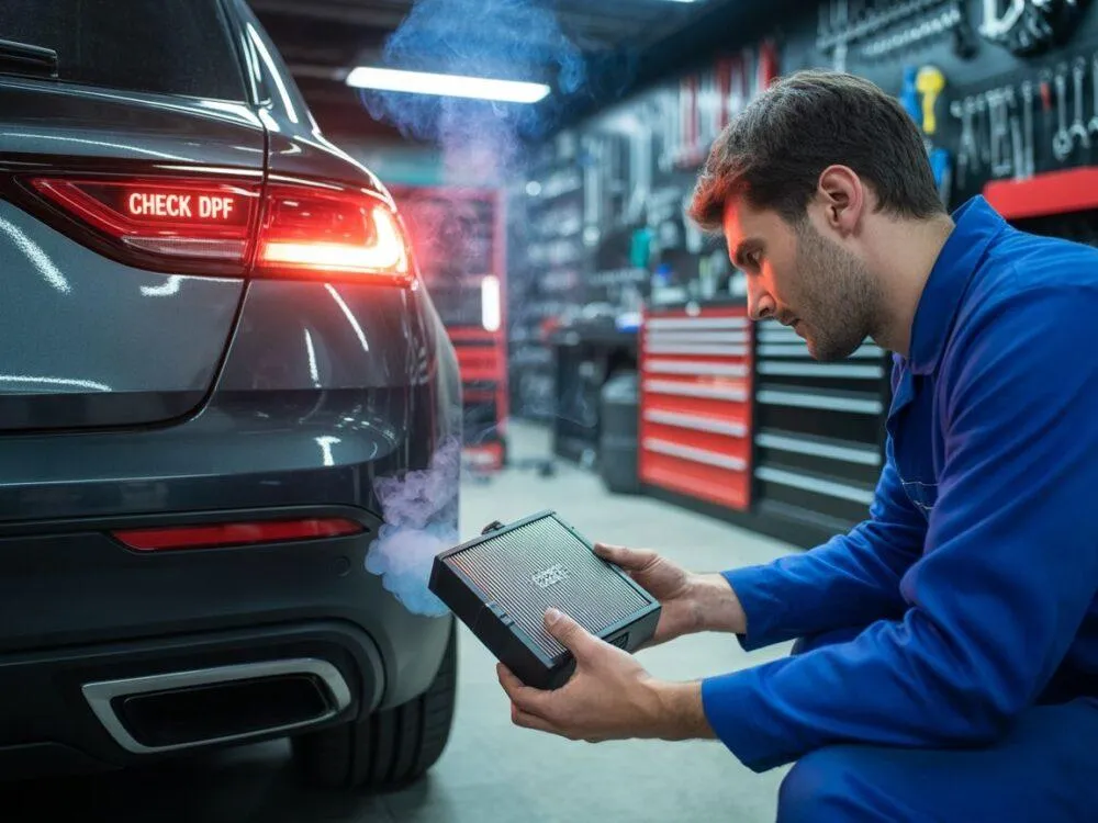 Mechanik samochodowy sprawdza DPF