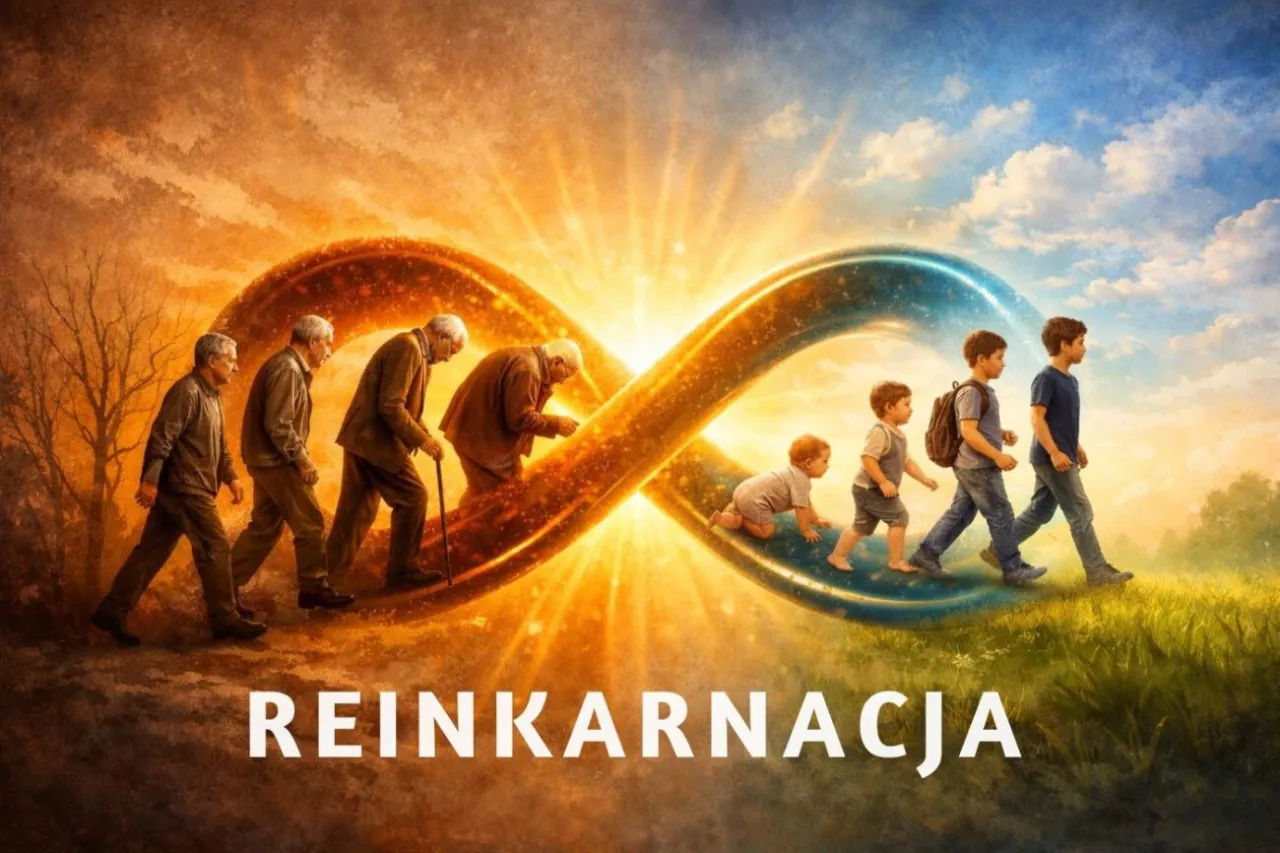 Cykl życia od starości do dzieciństwa, symbolizujący, czy w buddyzmie jest reinkarnacja.