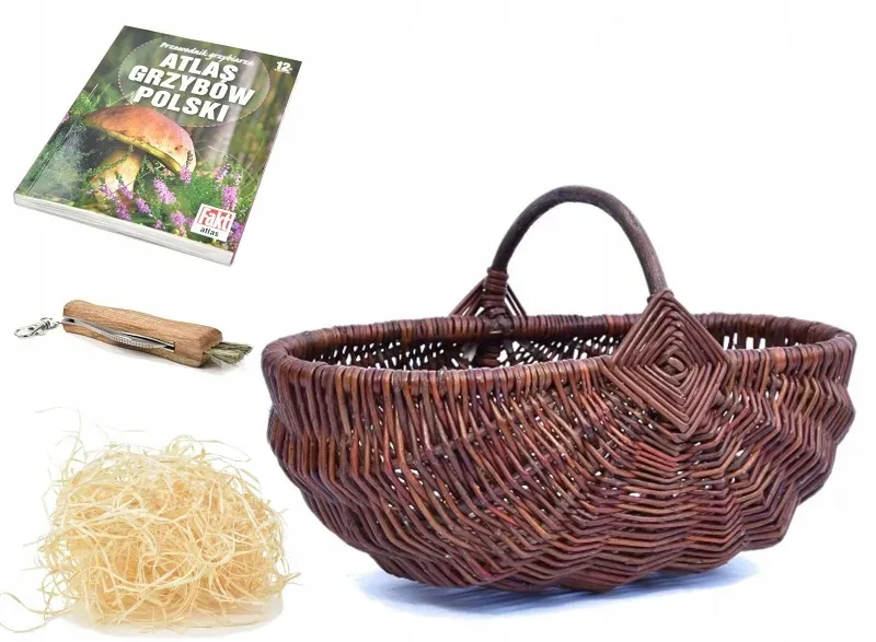 kosz wiklinowy z grzybami vs reklam&oacute;wka