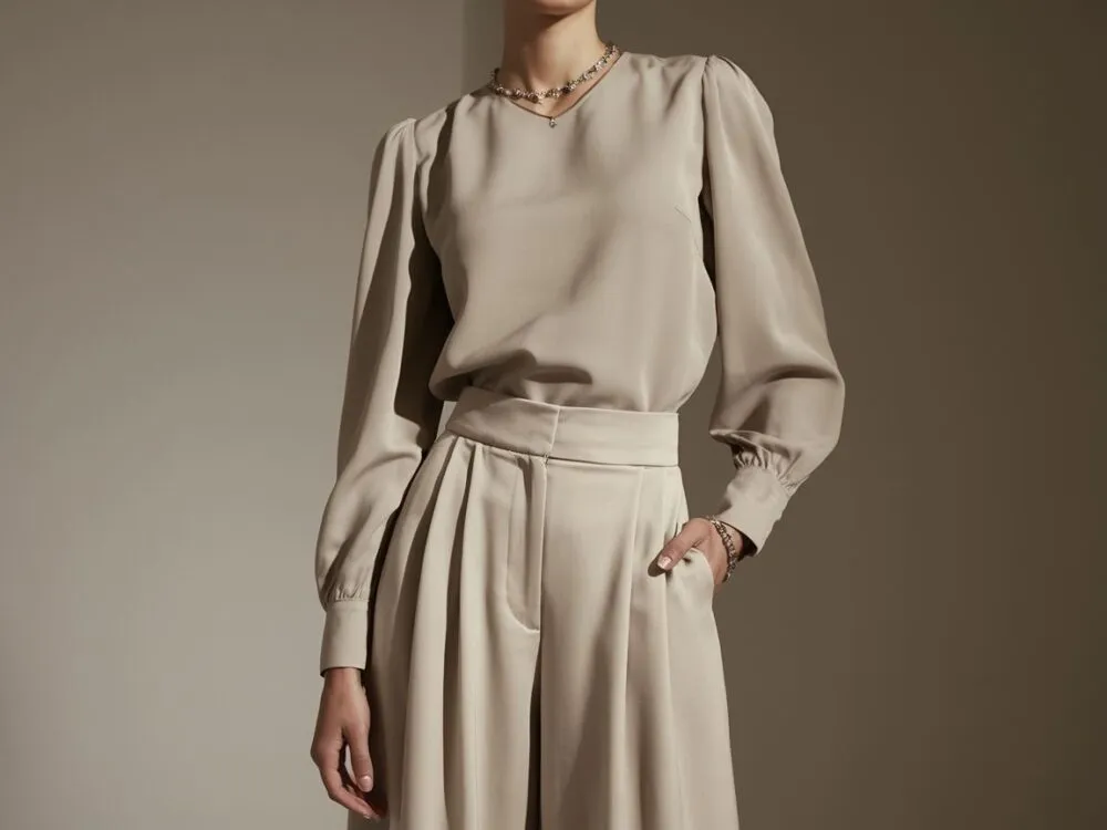 różne fasony bluzek do szerokich spodni