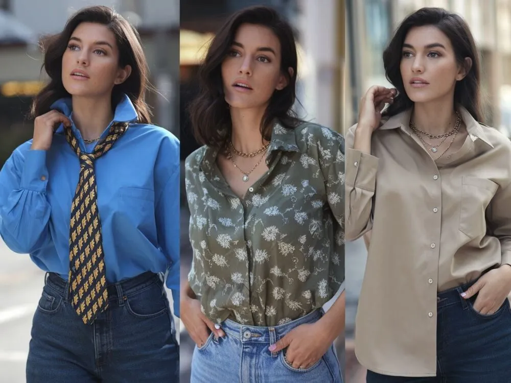 Stylizacje bluzek koszulowych różnorodność