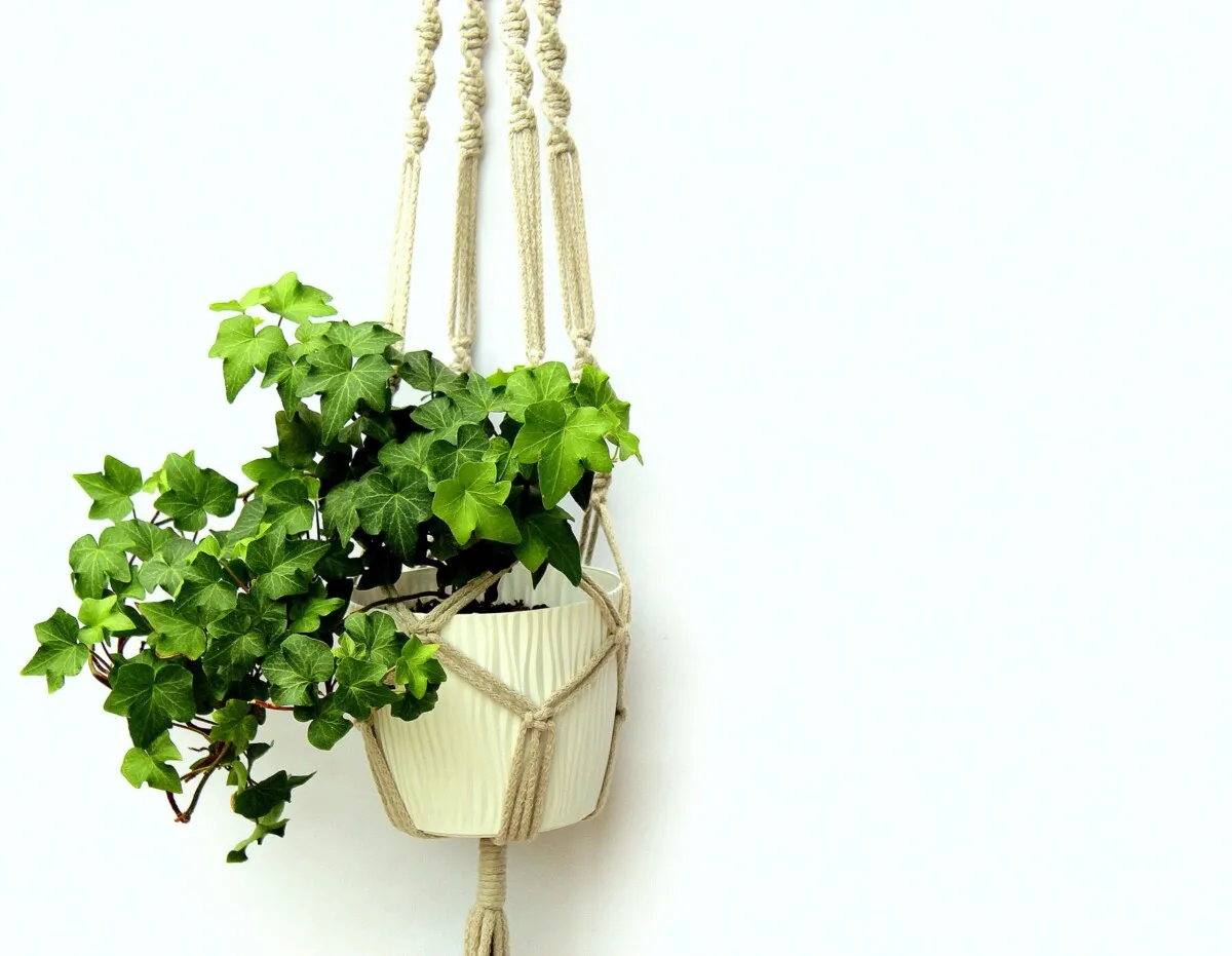 prosty wiszący kwietnik makrama na doniczkę styl boho