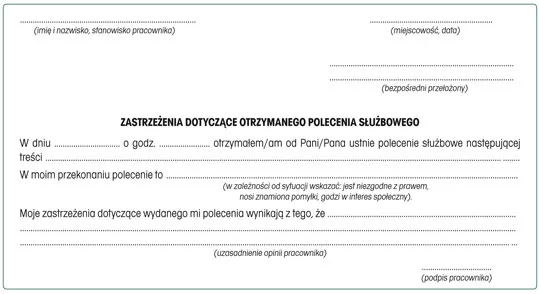 przykłady poleceń niezgodnych z umową o pracę